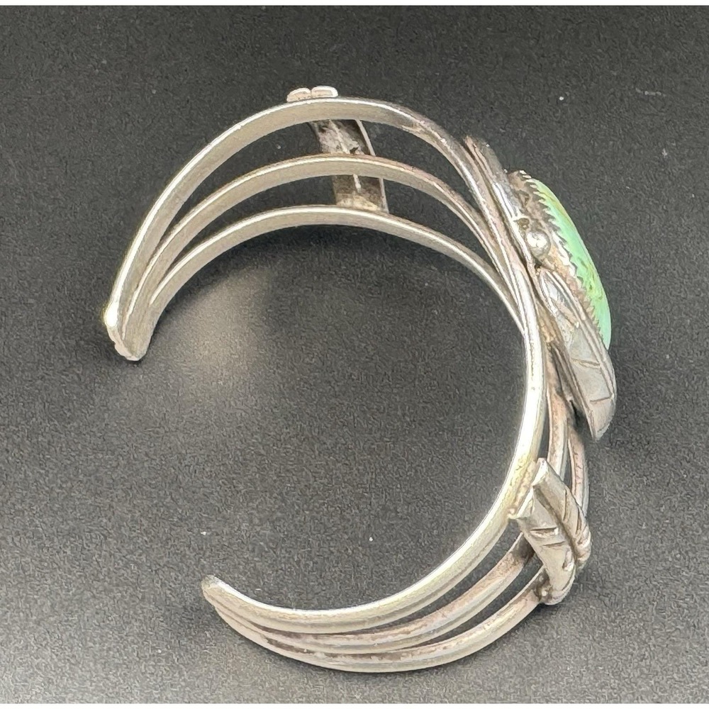 Navajo Sterling Silver Turquoise Triple Shank Cuff Bracelet Handmade 34.5g - Picture 8 of 11